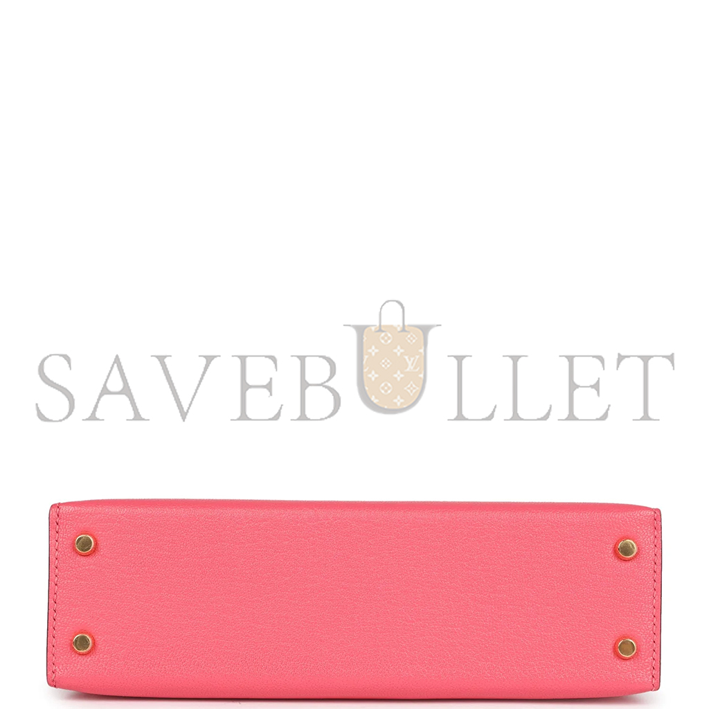 H**mes mini kelly ii sellier rose azalee chevre mysore gold hardware (19*12*5.5cm)